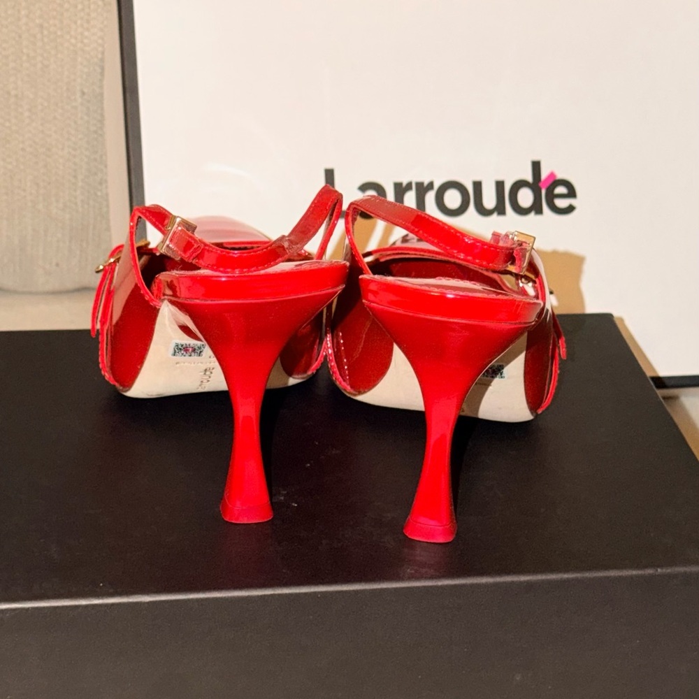 Larroude Vibrant Red Slingback Heels - Picture 2 of 5